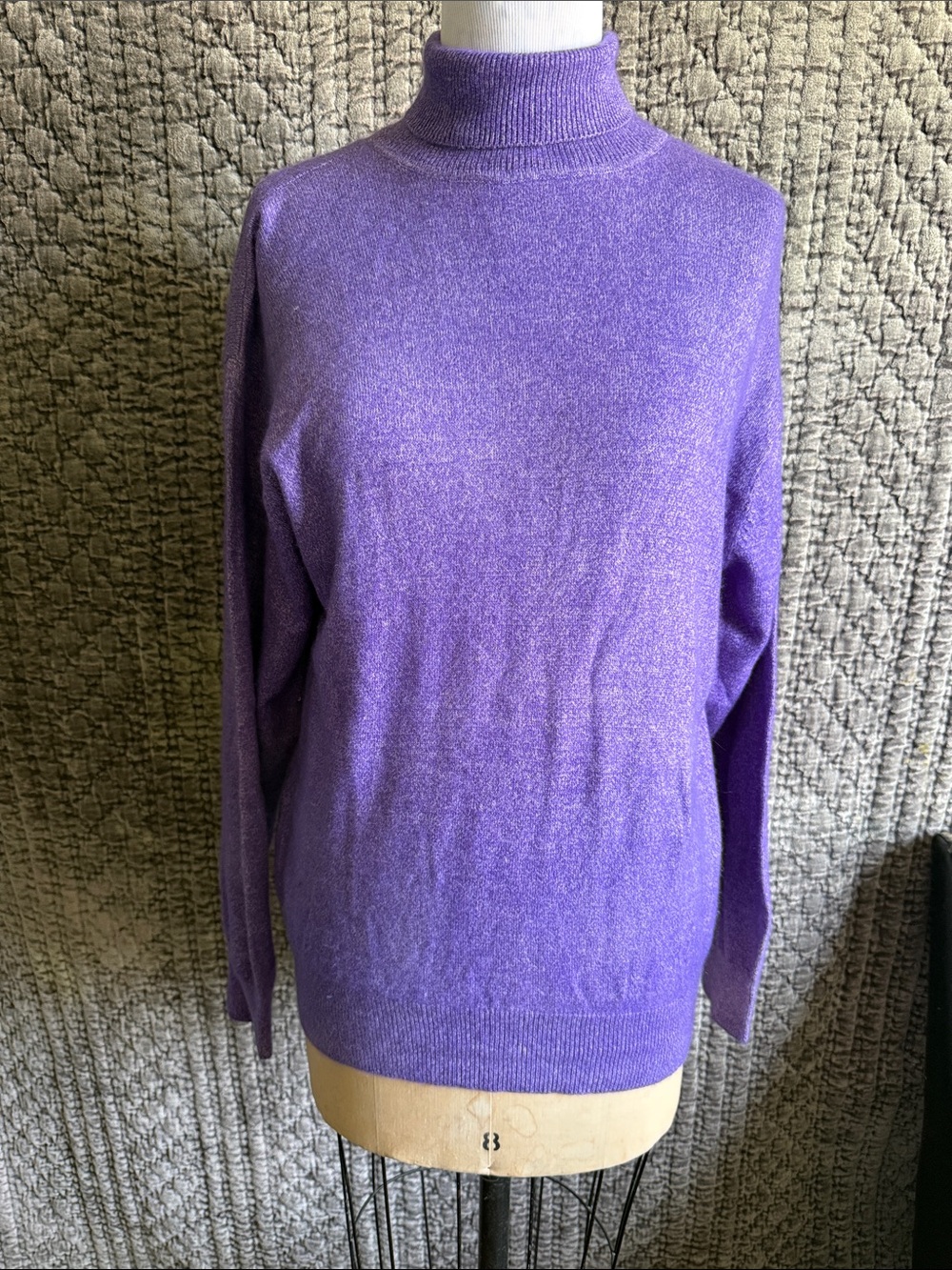 Women's Purple Turtleneck Sweater - Lightweight Knit 55%Cashmere ,45%Cotton